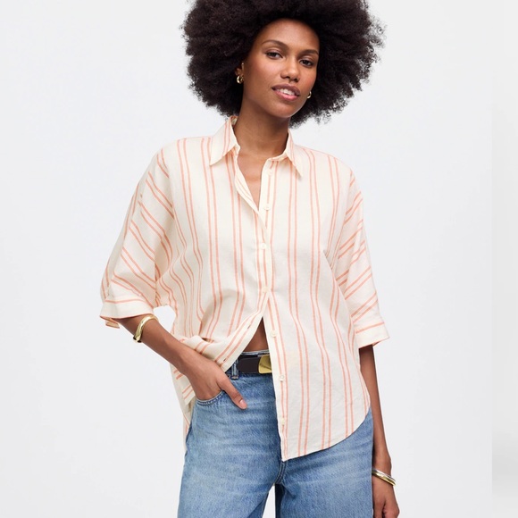 Madewell Oversized Pleated-Sleeve Button-Up Shirt - Picture 5 of 8